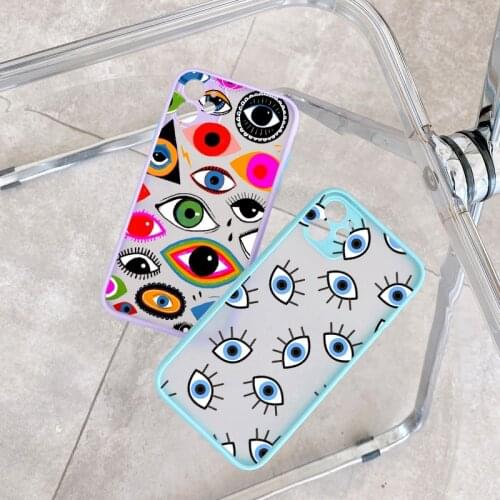 Lucky Eye Blue Evil Eye Print Hard Phone Case For iPhone 7 8 6s Plus SE2020 12 mini 11 Pro Max XR X XS MAX Shockproof Back Cover