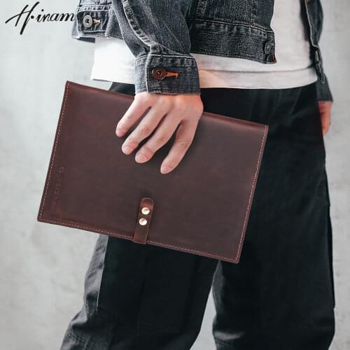 Genuine Cowhide leather Retro Apple ipad Pro case for iPad Pro 11 inch Vintage Crazy horse Leather Sleeve Pouch Hasp Tablet case