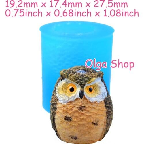 DYL598 19.2mm x 17.4mm x 27.5mm Owl Silicone Mold Fondant Cake Decoration Candy Resin Clay Earrings Necklace Craft Soap Candle