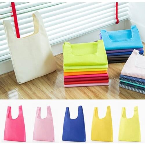Eco Shopping Bag Fashion Printing Foldable Reusable Tote Folding Pouch Convenient Large-capacity Home Storage Bags