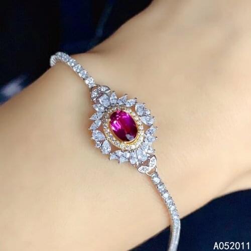 KJJEAXCMY fine jewelry natural Garnet 925 sterling silver popular new girl hand bracelet support test hot selling