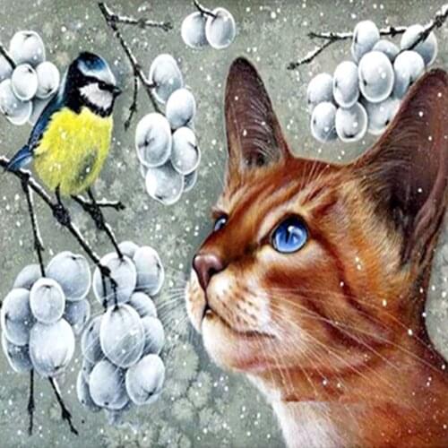 Cat Fruit Bird Animal Diamond Painting Round Full Drill Nouveaute DIY Mosaic Embroidery 5D Cross Stitch Home Decor Gifts