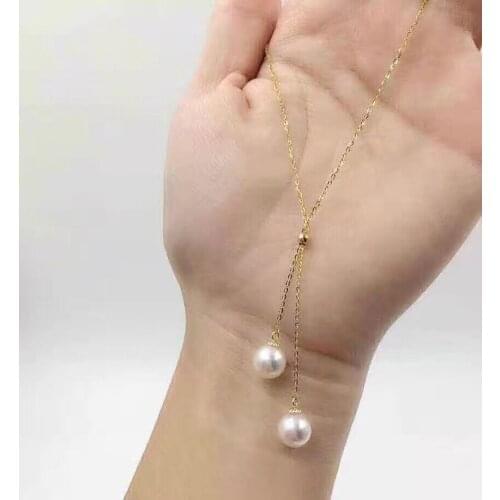 South sea white 11-12mm round pearl necklace 14k gold