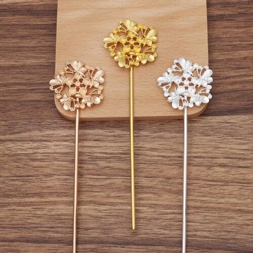 5 Pieces Round Butterfly Metal Hair Sticks Hairpins Headwear Jewelry Making Diy Hair Accessories For Women