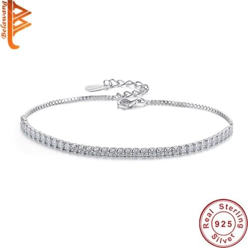Wholesale Real 925 Sterling Silver Bracelet Crystal Link Bracelet For Women Fashion Jewelry Party Gift