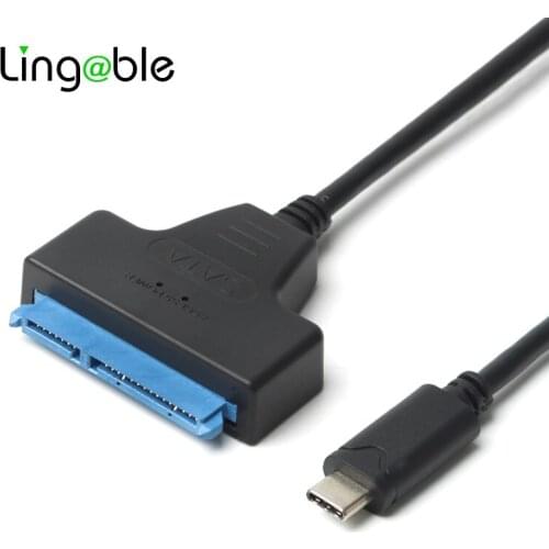 Lingable USB 3.1 Type C USB-C to SATA 7+15 22Pin Hard Drive Converter Hard Disk Cabo for 2.5 inch HDD/SSD with UASP Protocol