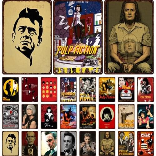 Retro Classic Movie Poster Film Star Rocky Pulp Fiction Club Tin Signs Vintage Metal Plaque Home Bar Club Wall Decor 6Ms-12