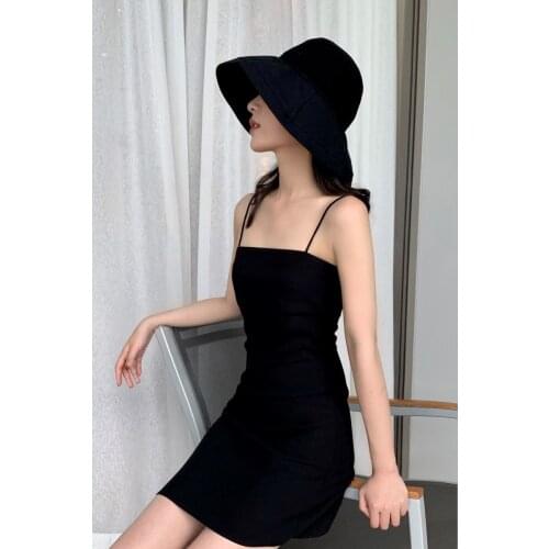Black Suspender Winter Autumn Fall Dress Elegant Summer New Sexy Shows Thin Waist Temperament Hepburn Style Casual Sundresses