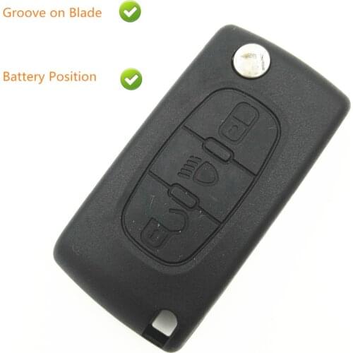 3 Buttons Cover Replacement flip key shell With Light Button Battery Place Groove on blade For Citroen C4 c2 c3 c4l c5 Key Case