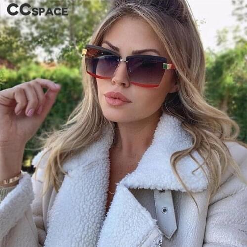 47391 Square Luxury Rimless Sunglasses Men Women Fashion Shades Uv400 Vintage Glasses