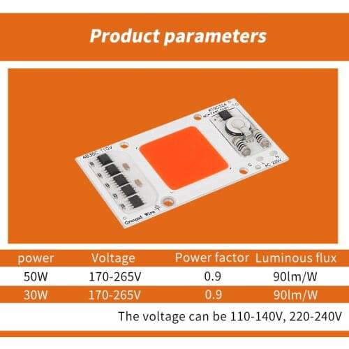 LED cob full sepctrum plant grow chip High Power bead Lamp Module 650nm Diode AC 220V Long Life High Light Efficiency