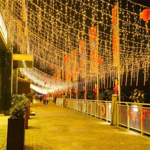 LED Curtain String Light Solar Power Copper Wire Landscape Lamp Outdoor Festival Yard Curtain Light String Fairy Light