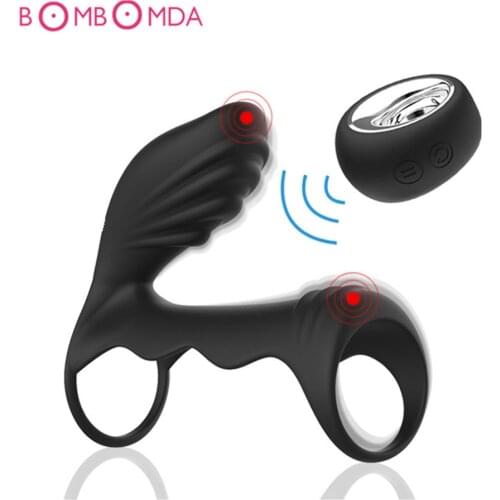 Double Penetration Vibrator Ring Sex Toy For Adult Strapon G spot Dildo Vibrator Strap On Penis Anal Plug for Man Remote Control