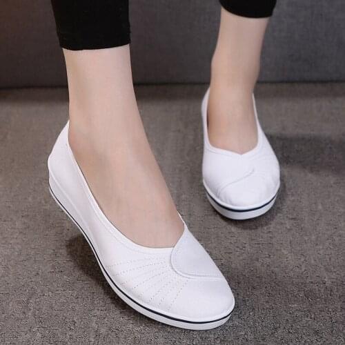 Women Loafers Soft Slip On Canvas Flats Shoes Woman Solid Casual Breathable Shoe For Mother Platform Shoes O5-65