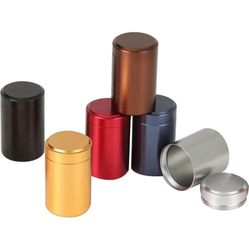 1pc Portable Mini Aluminum Pill Case Travel Tea Leaves Container Tea Jar Multifunctional Waterproof Medicine Pill Cases