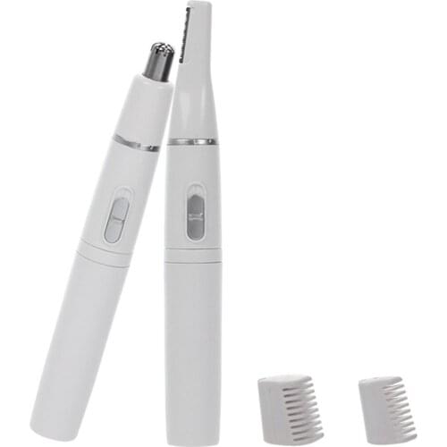 2-in-1 Facial Hair Trimmer Nose Ear Hair Shaver Trimmer Eyebrow Scraper Safe Face Care Razor Cleaner for Men Women 2019