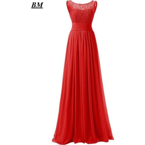 2019 Elegant Red A-line Lace Chiffon Prom Dresses Beaded Long Formal Evening Dress Party Gown Vestidos De Gala BM85