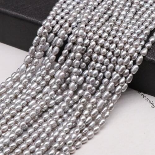 4-5mm Natural Freshwater Cultured Pearl Beads Grey Color Rice Shape Pearl Loose Beads For Jewelry Making DIY Bracelets 15