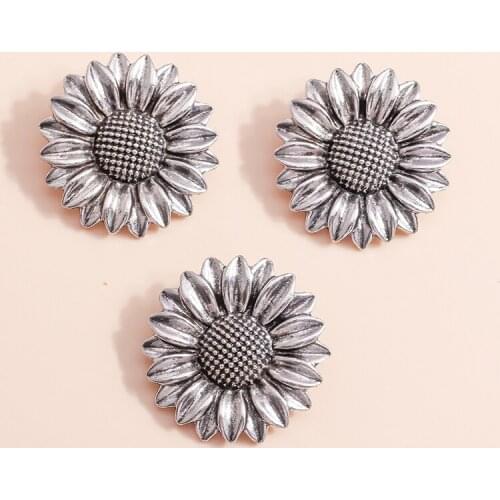 5pcs 34*34mm Flower Charms Pendant DIY Jewelry Findings For Necklace Baracelet Making Accessories Antique Silver Color Charms