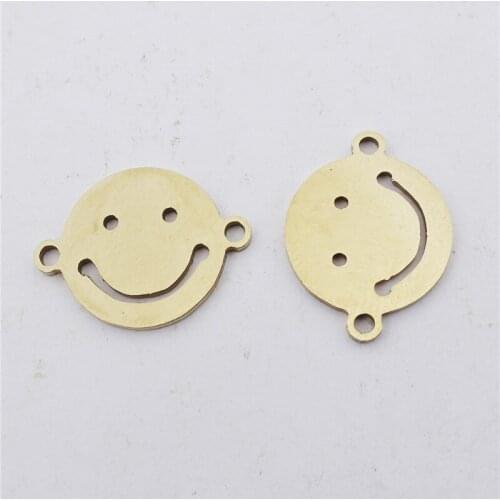 Gold Smile Face Stainless Steel Connectors Diy Bracelet Jewelry Making Findings Component 5 Pcs a Lot