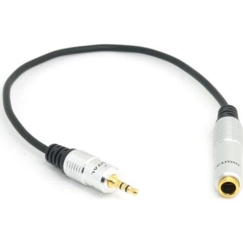 6.35mm Female to 3.5mm Male Plug Jack Stereo Hifi Mic Audio Extension Cable 30cm 1ft