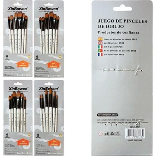 6PCS/Set Double-colour Nylon Ink Brush Paint Art Brushes for Drawing Gouache Oil Painting Brush Art Supplies r20