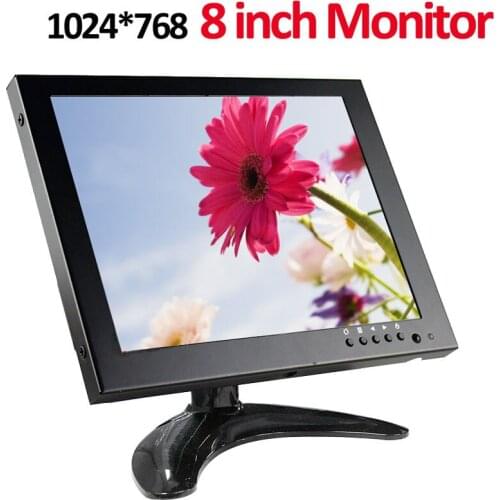 1024*768 8" inch LCD Monitor support HDMI / VGA / AV / BNC 4 video port for your PC or cctv monitoring or DVD video shows