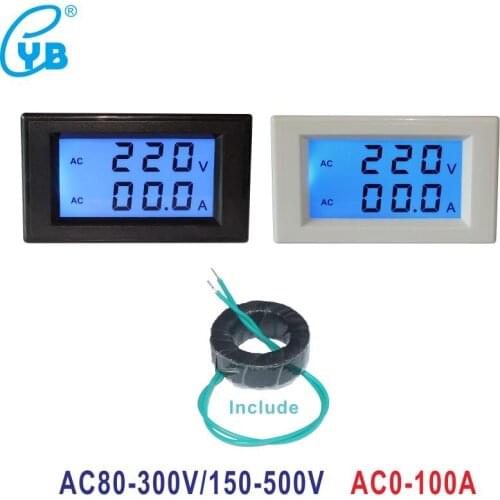 AC 80-300V 100A Digital Voltmeter Ammeter Amp Volt Meter Dual Display LCD Panel Ampere Voltage Volt Amp Meter Ammeter AC150-500V