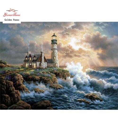 Diamond Painting Full Square 5D Diy Daimond Embroidery Diamant Mosaic Sale Displasy Broderie Diamant"Crashing Waves Lighthouse"