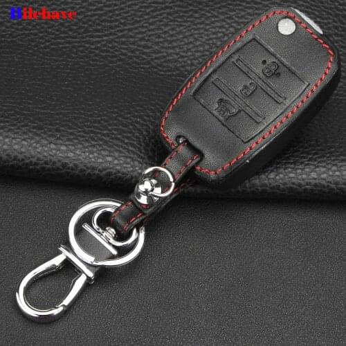 Bilchave 3 Buttons Flip Folding Remote Car Hand-stitched leather Case Cover Fob For Kia Sorento Carens K2 K3 K4 K5 Holde