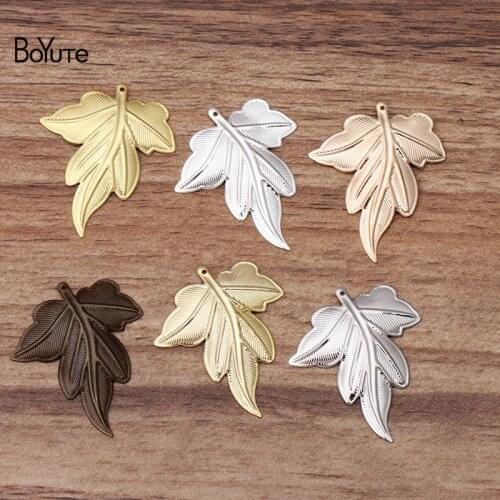 BoYuTe 50Pcs Metal Brass 35*30MM Maple Leaf Pendant 5 Colors Pendant Charms for Necklace Jewelry Making