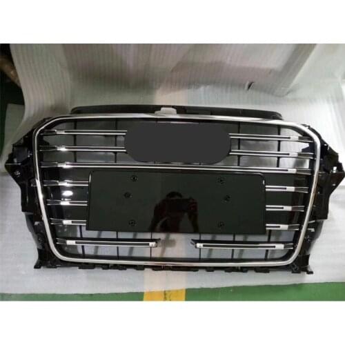 Piano Black Bumper Grille Car Front Bumper Grill Mesh Hood Front Center Middle Grille With ACC Hole for Audi A3/S3 2014-2016