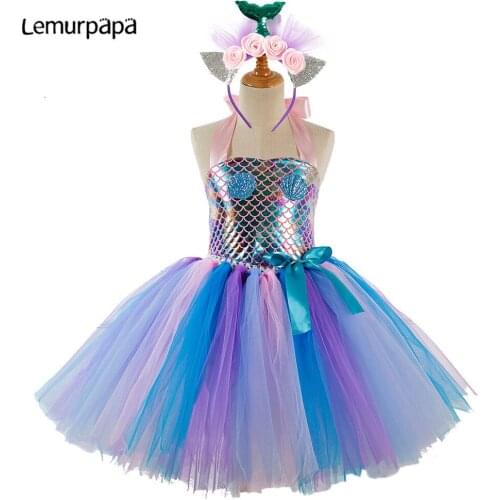 Children Girls Ball Gown TUTU Dress Child Festival Party Bubble Skirt Dresses Mermaid With Headwear Princess Evening Dressing