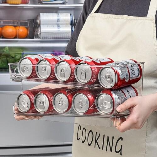 PET Kitchen Fridge Organizer Beer Drinks Storage Box Cola Can Case Refrigerator Container