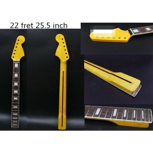 Fit Diy 22 Fret 25.5in 648mm Electric Guitar Neck Maple+Rosewood Fingerboard Hand-made Unfinished