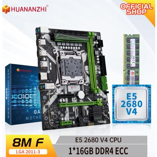 HUANANZHI X99 8M F X99 Motherboard with Intel XEON E5 2680 V4 with 1*16G DDR4 RECC memory combo kit set NVME USB3.0 Server