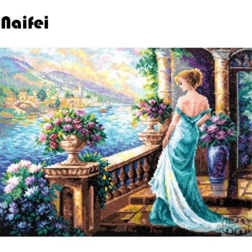 Full square 5d Diamond Painting Cross Stitch Rhinestone Mosaic stickers,Diamond Embroidery house beautiful woman natural scenery