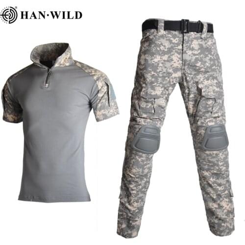 Short Sleeve Camouflage Military Uniform Summer Tactical Hunting Combat Shirt + Pants Shooting Training Multicam War Game Suits