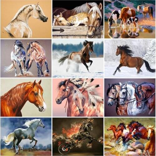 Running horse diamond painting animals full square mosaic art picture embroidery cross stitch stones picture puzzle wall decor