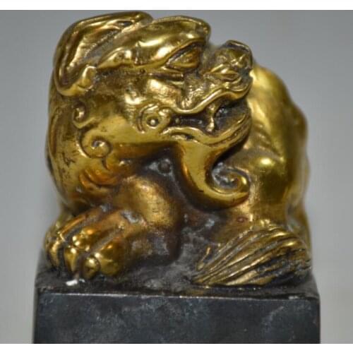 China brass archaize mythical wild animal seal crafts statue