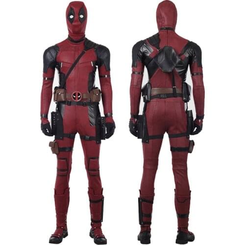 Dead Pool 2 Wade Cosplay Costume Adult Men Red Battle Clothes Halloween Party Outfit Full Props With Boots