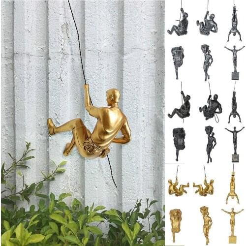 Creative Rock Climber Figurines Sculpture Wall Hanging Decorations Resin Statue Crafts Home Furnishings Decor Accessories