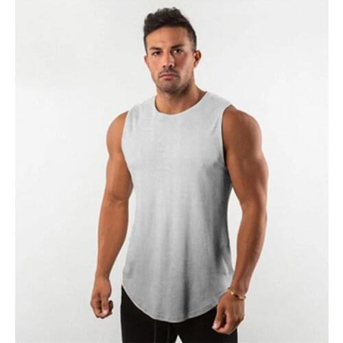 New Summer Plain Mens Running Vest Men Gym Clothing Bodybuilding Fitness Tank Top Sleeveless Undershirt Workout Stringer Singlet