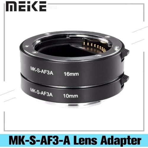 Meike MK-S-AF3-A Metal Extension Tube Close Shot Adapter Ring Lens for Auto Focus Sony NEX Micro DSLR (10mm 16mm) E-Mount Camera