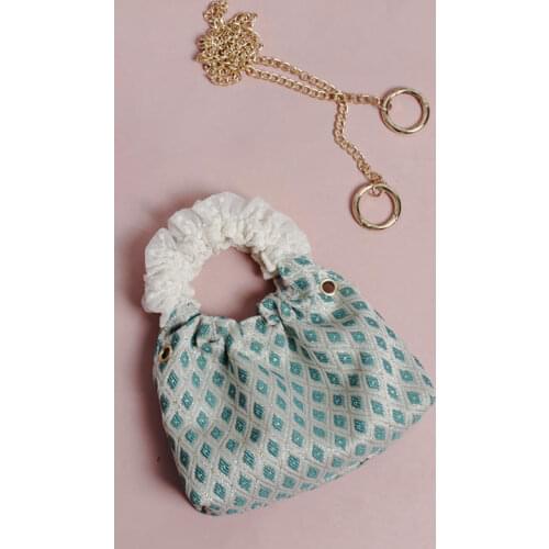 WOONAM Fashion Handmade Polyester Canvas Evening Wrist Bag Chain Shoulder Crossbody Purse