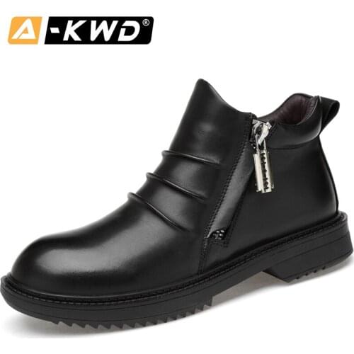 Fashion Zipper Business Shoes Casual High Top Shoe Man Genuine Leather Mens Shoes Formal Single Designer Trainers Fur Men Boots