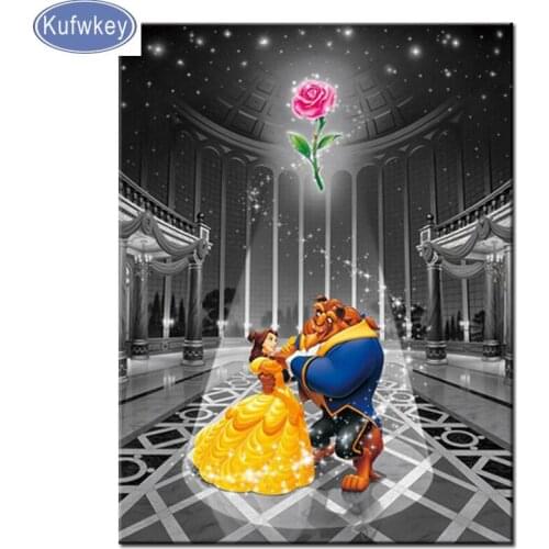 Cartoon Diamond embroidery Diy diamond Painting Cross Stitch Beauty And Beast Wedding Decoration 5D Needlework diamond Mosaic