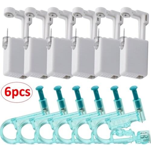 3 6Pieces/Put on Ear Gun Kit Disposable Alcohol-free Disinfection Safety Piercing Machine Ear or Nose Body Jewelry Piercing Tool