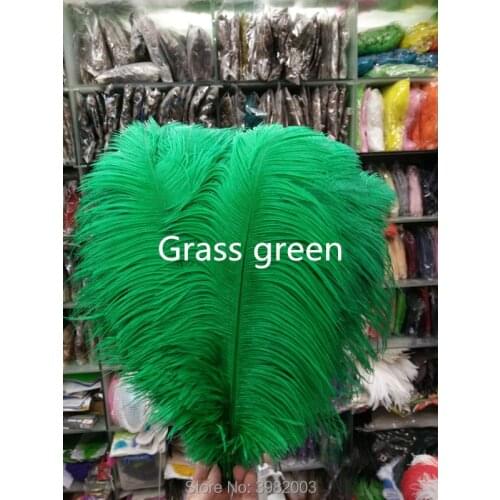 Wholesale 100pcs Grass green Ostrich Feathers 12-14 inches/30-35cm wedding party decorative ostrich feather hair South Africa