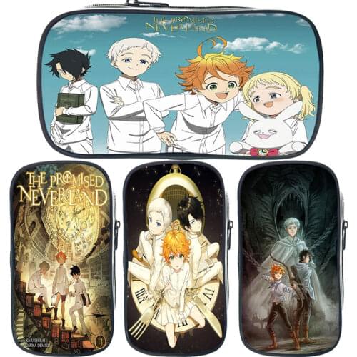 Japan Anime The Promised Neverland Pencil Case Children Pencil Box Girls Makeup Bag Student Cartoon Pen Bag Kids Stationery Bags